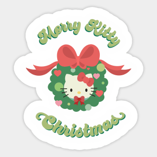 Merry Christmas Cat - Holiday logo design Sticker